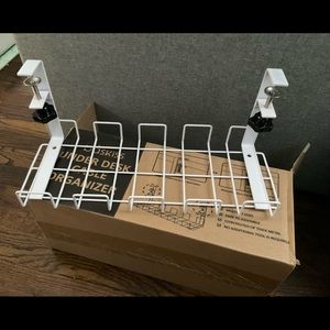 Under Desk Cable Tray Organizer White